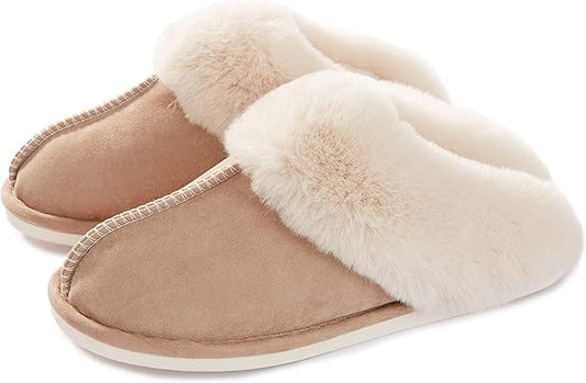 Slippers - Plush Slippers - Winter Slippers - Lounge - Soft - Warm - Non-slip - Beige - Size 38/39 V1259-DP01-BO-151