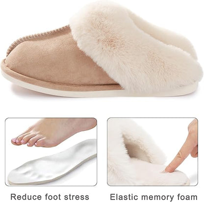 Slippers - Plush Slippers - Winter Slippers - Lounge Slippers - Soft - Warm - Non-slip - Beige - Size 40/41 V1259-DP01-BO-152
