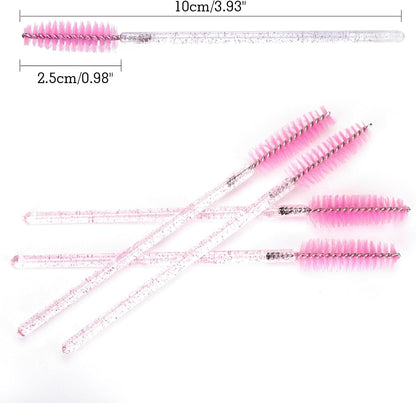 Lash Brush - 100 pieces - Disposable Lash Brush - For Eyelash Extensions - Pink - Crystal Mascara Stick - V1259-DP01-BO-157