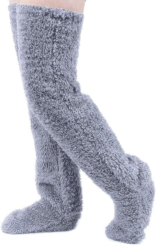 Home Socks - Overknee Fleece Socks - 55cm - Fleece Slipper Socks - Fluffy - Long Leg - Warm Pants - Winter - V1259-DP01-BO-159
