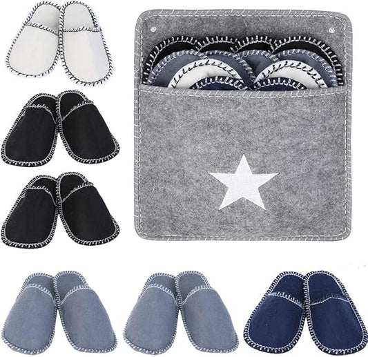House Slippers - 6 pairs - 3 sizes - Guest Slippers - House Slipper Set - Fleece Wool - Non-slip - Disposable V1259-DP01-BO-160