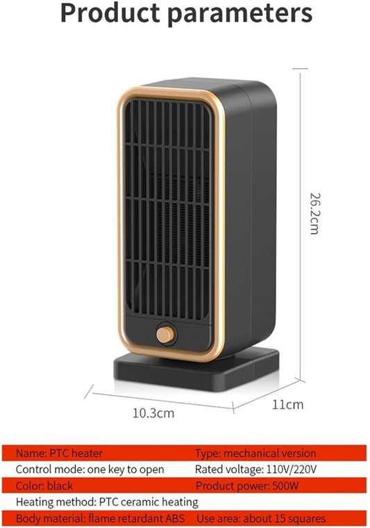 Electric heater - Indoor electric heater - Fan heater for household use - 500W - Ceramic heating element - V1259-DP01-BO-162