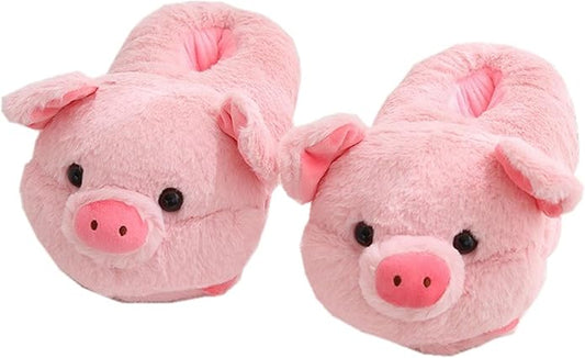 Cheerful Pink Piggy Plush Slippers - One Size (35-43) - Ultra Soft & Warm - Anti-slip V1259-DP01-BO-165