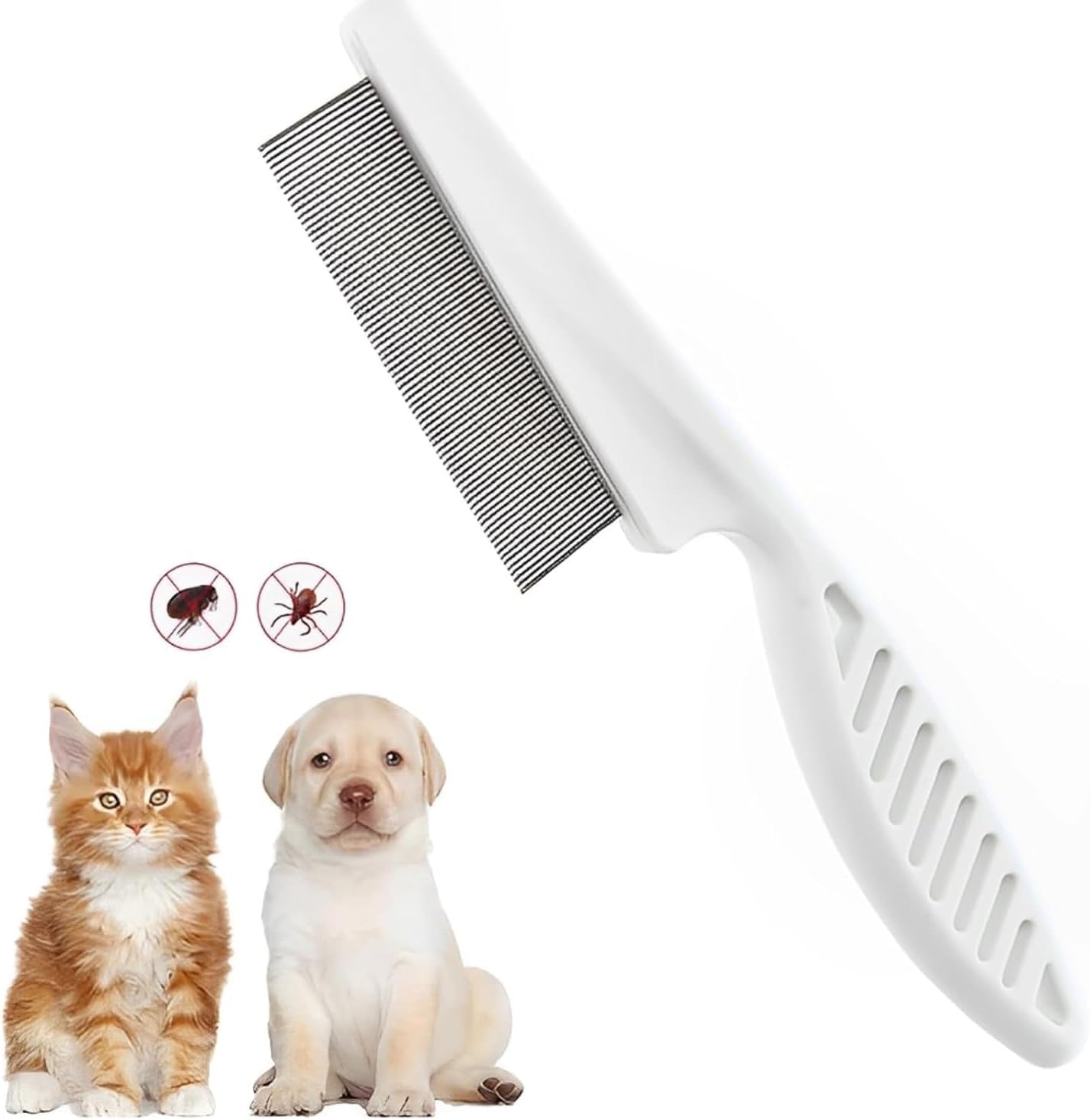 Flea comb for dogs and cats - Dog grooming tool - For removing tear stains, fleas, mange and lice V1259-DP01-BO-167