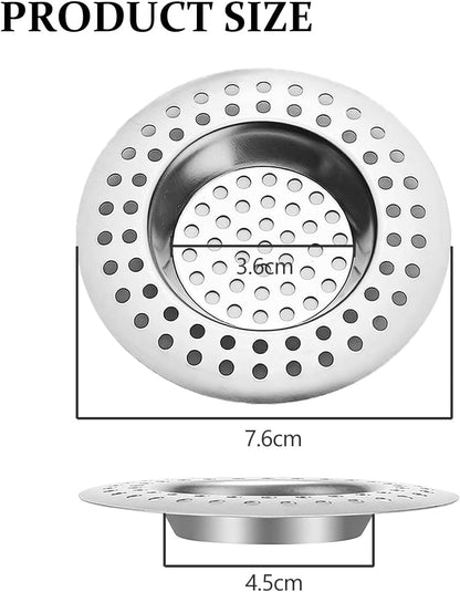 RVS kitchen drain plug - standard drain plug and hair/food catcher for bathroom - kitchen and shower (7.6 cm V1259-DP01-BO-168