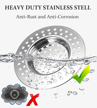 RVS kitchen drain plug - standard drain plug and hair/food catcher for bathroom - kitchen and shower (7.6 cm V1259-DP01-BO-168