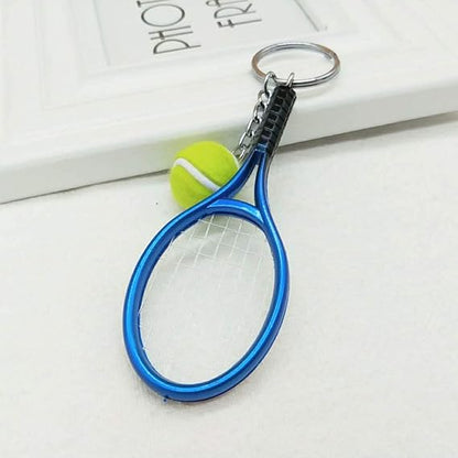 Keychain - Mini tennis racket - With ball - Keychain - Blue - Tennis fan - Keychain - Gift V1259-DP01-BO-17