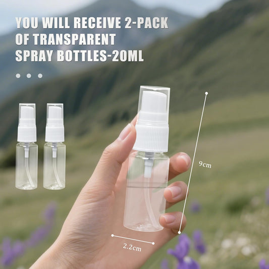 20 ml spray bottle - 2 mini spray bottles in travel size - clear plastic fine mist sprayer - compact V1259-DP01-BO-171