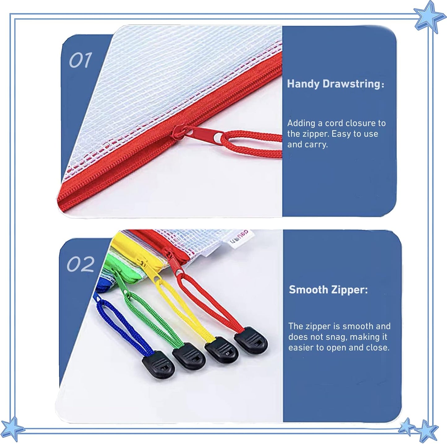A5 Plastic Wallet Map Zip Closure Document Bag Files Zip Closure for Office Home School Supplies 5 Pieces V1259-DP01-BO-172