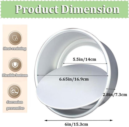 2-Pack 6-Inch Cake Pans Non-Stick Deep Aluminium Round Cake Pans with Removable Bottom for Baking - Baking - V1259-DP01-BO-178