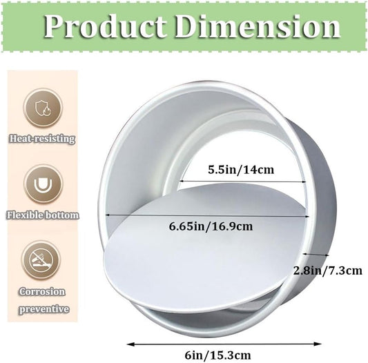 2-Pack 6-Inch Cake Pans Non-Stick Deep Aluminium Round Cake Pans with Removable Bottom for Baking - Baking - V1259-DP01-BO-178