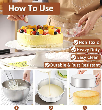 2-Pack 6-Inch Cake Pans Non-Stick Deep Aluminium Round Cake Pans with Removable Bottom for Baking - Baking - V1259-DP01-BO-178