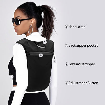 Unisex running vest with phone holder and storage space - adjustable hydration vest - lightweight and V1259-DP01-BO-181