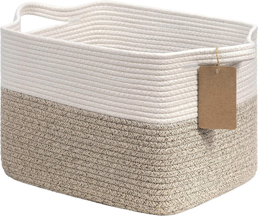 Woven storage basket - cotton rope basket for closet organizer - square shelf basket for toys - books - shoes V1259-DP01-BO-183