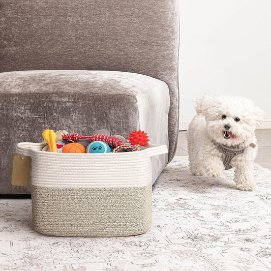 Woven storage basket - cotton rope basket for closet organizer - square shelf basket for toys - books - shoes V1259-DP01-BO-183