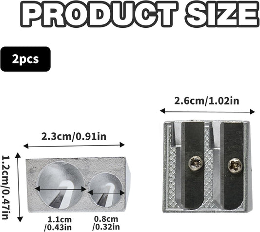 2-pack metal pencil sharpener with 2 holes Metal pencil sharpener for school Pencils for home School Office V1259-DP01-BO-185