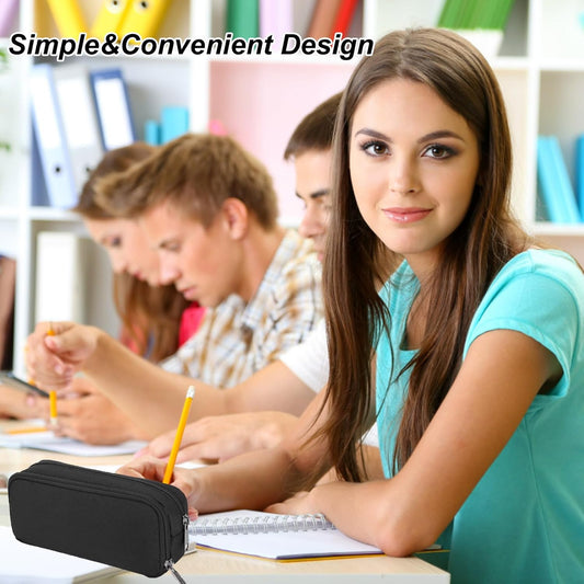 1 piece black stationery case - large case with durable outer shell - large capacity - zip compartment - V1259-DP01-BO-192