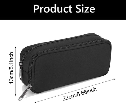 1 piece black stationery case - large case with durable outer shell - large capacity - zip compartment - V1259-DP01-BO-192