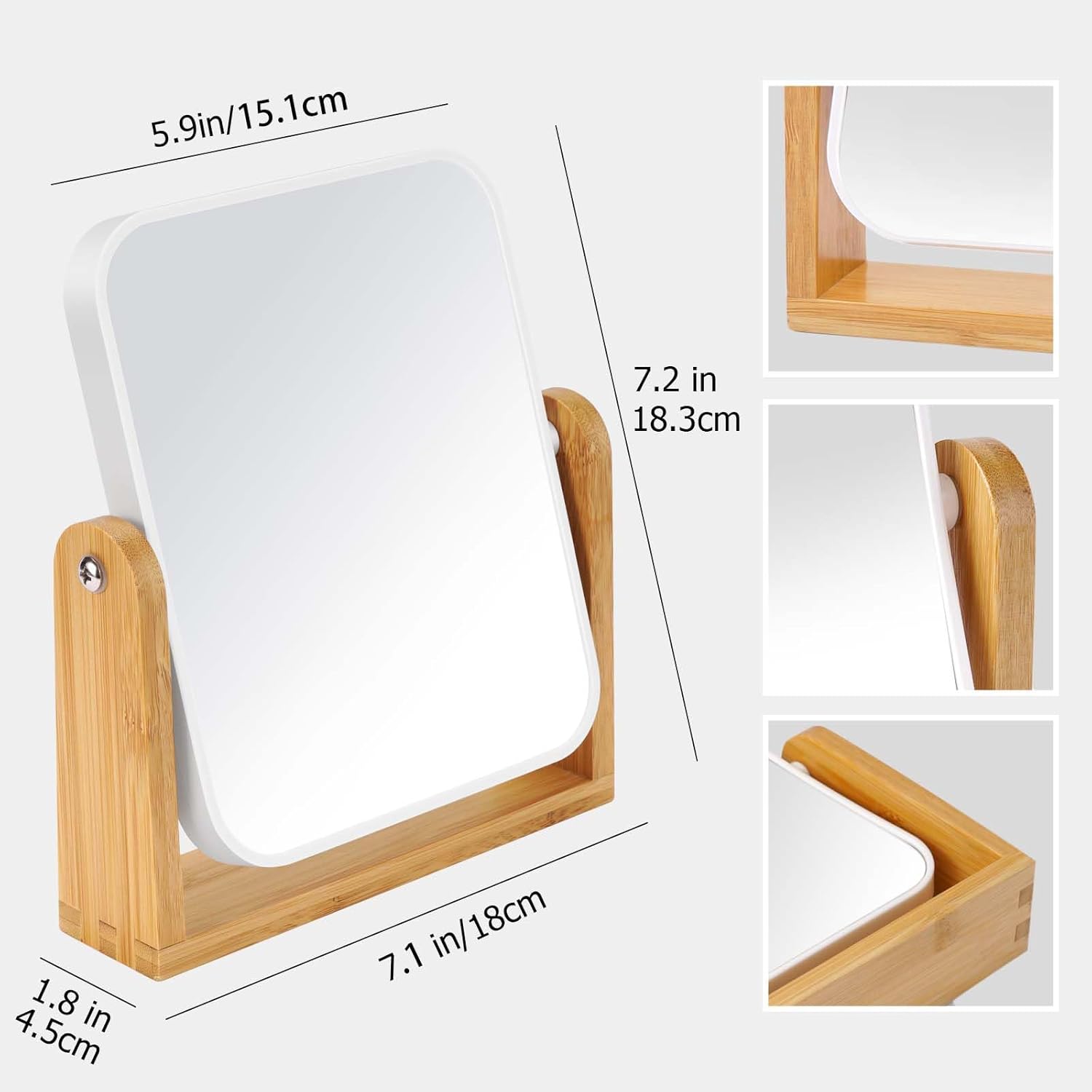 Desk mirror with standard 1x/3x magnification - double-sided - 360-degree swivel - portable vanity mirror V1259-DP01-BO-194
