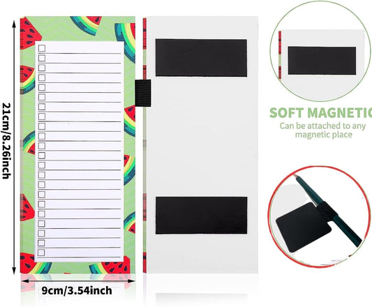 Magnetic shopping list for the fridge (2-piece) - 100 sheets - tear-off notepad with pen clip for shopping - V1259-DP01-BO-204