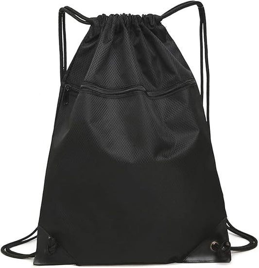 Trekkoord sports bag - large sports bag with PE pocket and external zip - waterproof drawstring swim backpack V1259-DP01-BO-207