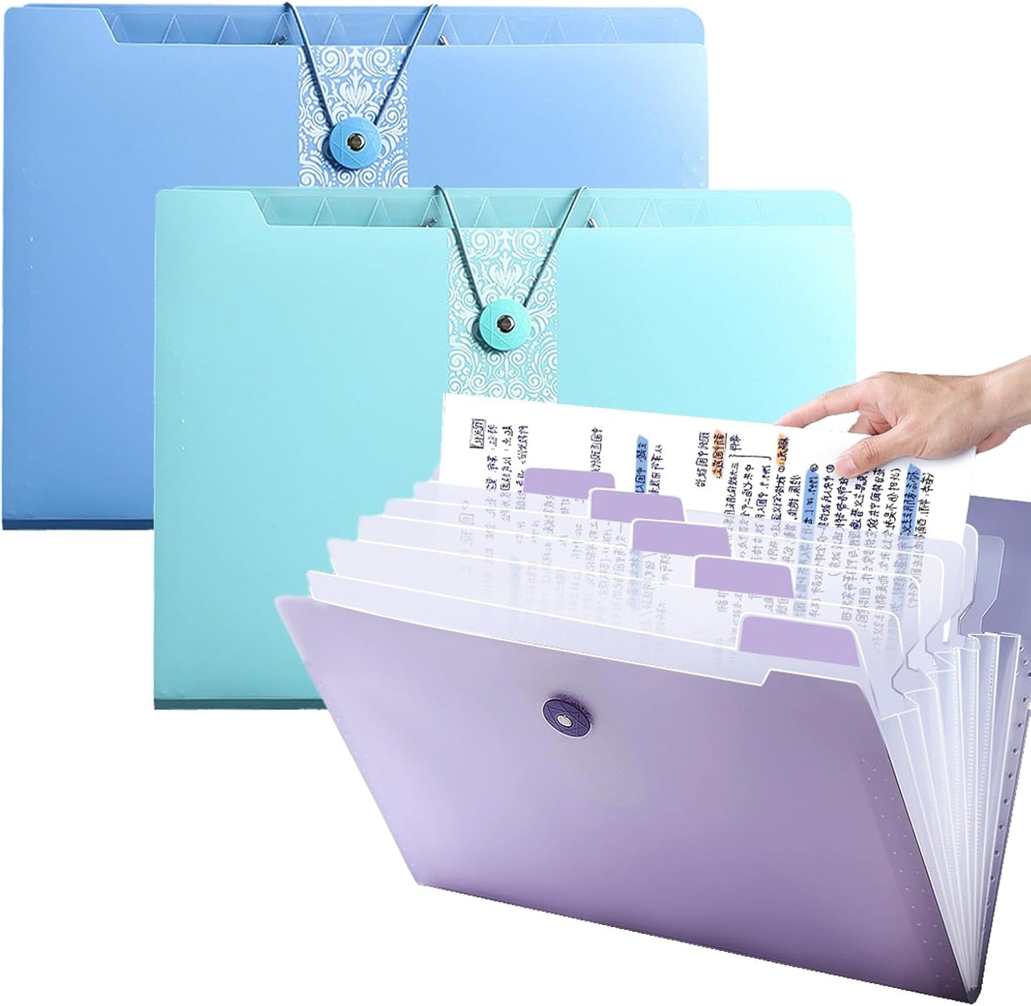 A4 Expandable folder - 3 poly pockets folder - 12 compartment folders large capacity accordion folders - V1259-DP01-BO-217
