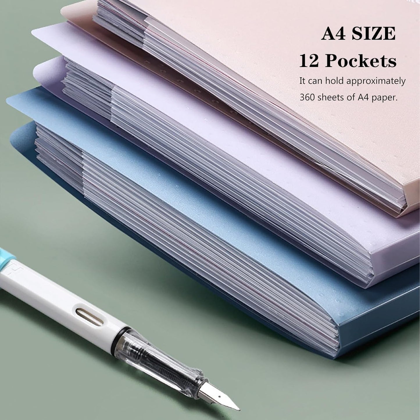 A4 Expandable folder - 3 poly pockets folder - 12 compartment folders large capacity accordion folders - V1259-DP01-BO-217
