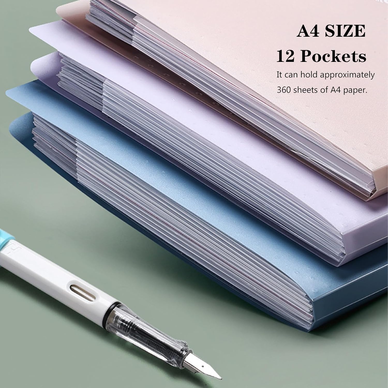 A4 Expandable folder - 3 poly pockets folder - 12 compartment folders large capacity accordion folders - V1259-DP01-BO-217