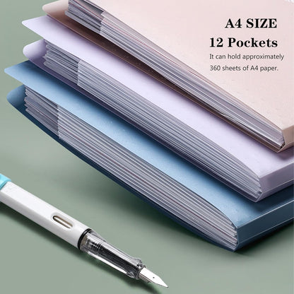 A4 Expandable folder - 3 poly pockets folder - 12 compartment folders large capacity accordion folders - V1259-DP01-BO-217