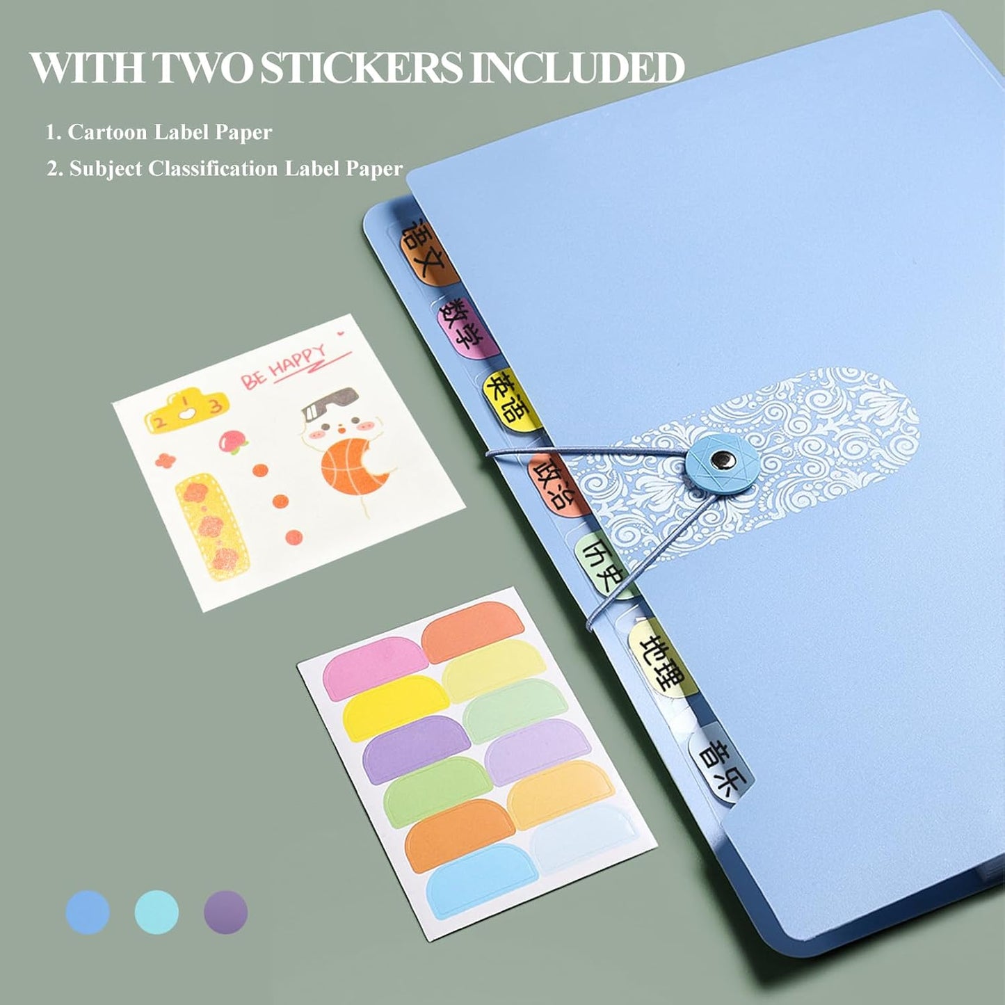 A4 Expandable folder - 3 poly pockets folder - 12 compartment folders large capacity accordion folders - V1259-DP01-BO-217