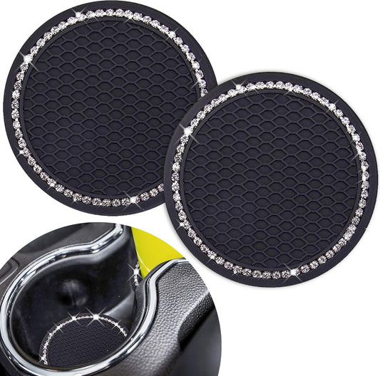 Nice car coasters 2 pieces Universal car cup holder inserts Coasters 2-75 inch Silicone non-slip sparkling V1259-DP01-BO-219