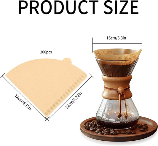 200 unbleached conical filter papers - size 02 for filter coffee and filter coffee machines - 1-4 cups V1259-DP01-BO-220