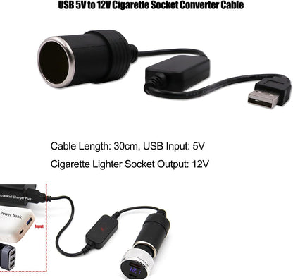 USB A male to 12V car cigarette lighter female adapter cable (max. 8W) V1259-DP01-BO-222