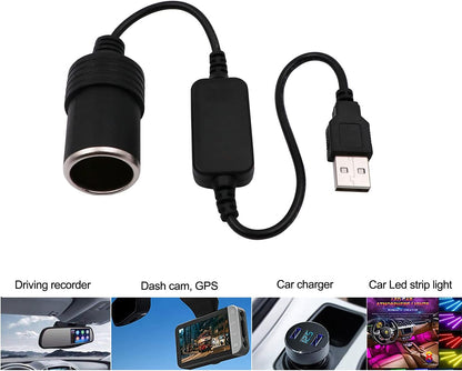 USB A male to 12V car cigarette lighter female adapter cable (max. 8W) V1259-DP01-BO-222