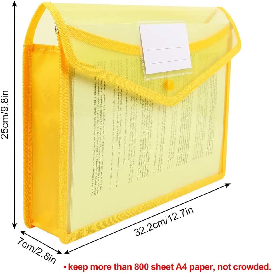 A4 plastic wallet - set of 5 popper wallets plastic folders premium pocket map envelopes for school office V1259-DP01-BO-223