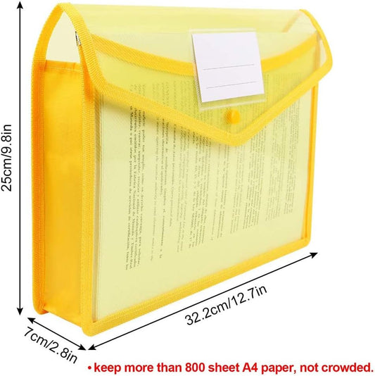 A4 plastic wallet - set of 5 popper wallets plastic folders premium pocket map envelopes for school office V1259-DP01-BO-223
