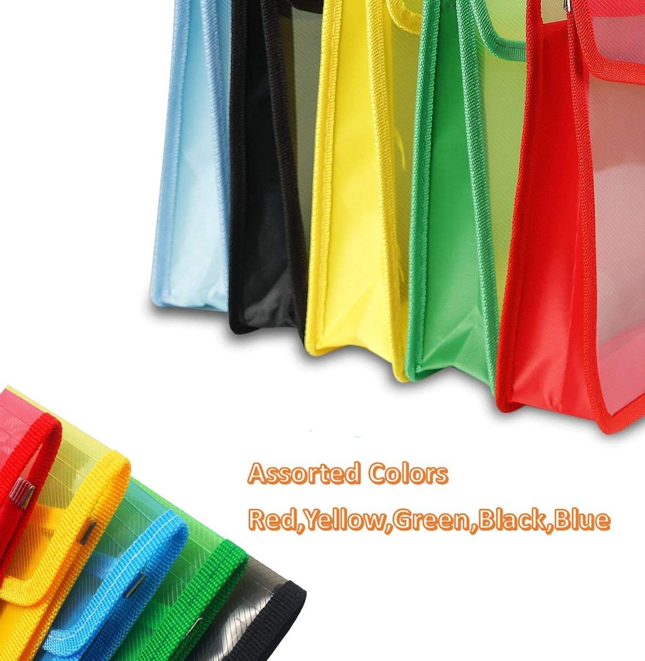 A4 plastic wallet - set of 5 popper wallets plastic folders premium pocket map envelopes for school office V1259-DP01-BO-223