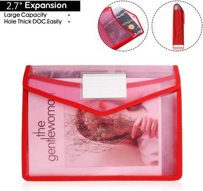 A4 plastic wallet - set of 5 popper wallets plastic folders premium pocket map envelopes for school office V1259-DP01-BO-223