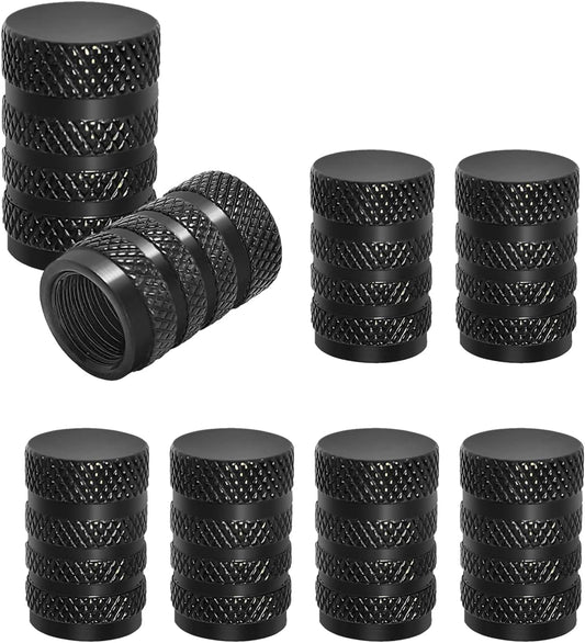 8 valve caps - black dust caps for car tyres - valve caps - durable universal aluminium dust caps for cars - V1259-DP01-BO-225