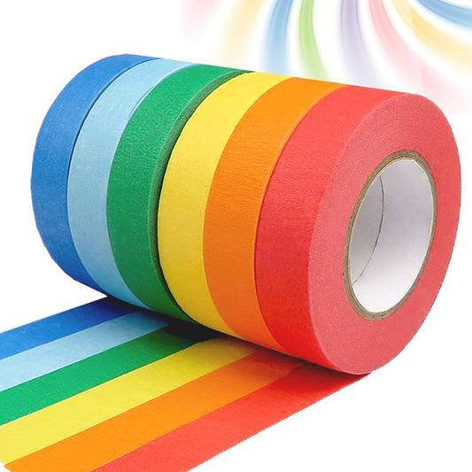 6 rolls of coloured sticky tape - removable coloured tape (1 cm * 13 m) - coloured tape suitable for office V1259-DP01-BO-228