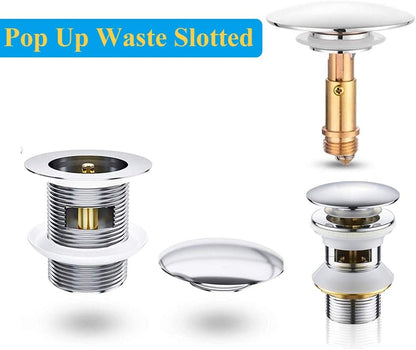 Pop-up click waste plug - sink drain stopper - brass slotted drain button - suitable for bathroom sink V1259-DP01-BO-232