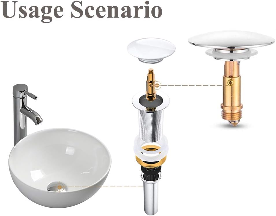 Pop-up click waste plug - sink drain stopper - brass slotted drain button - suitable for bathroom sink V1259-DP01-BO-232