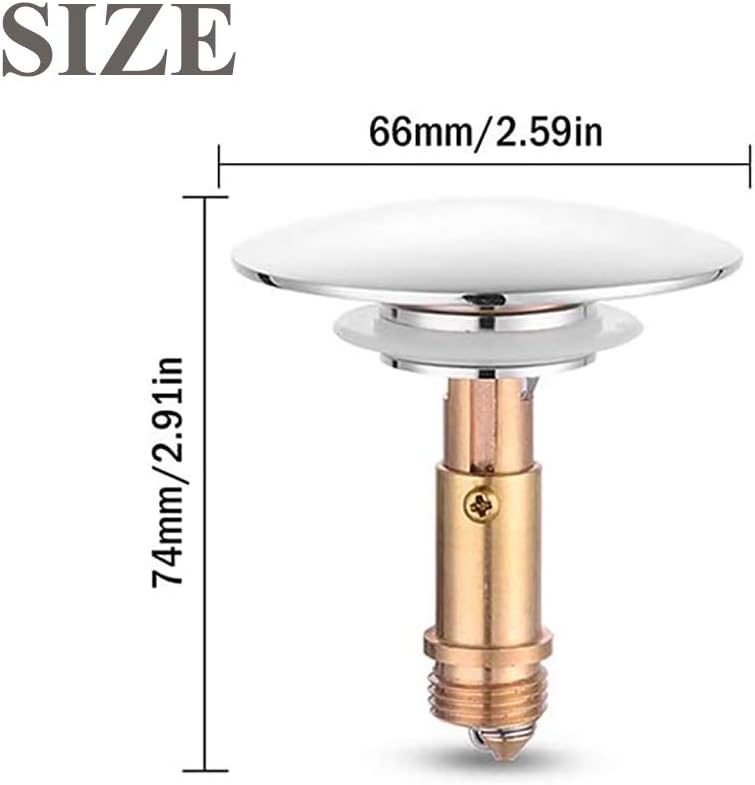 Pop-up click waste plug - sink drain stopper - brass slotted drain button - suitable for bathroom sink V1259-DP01-BO-232