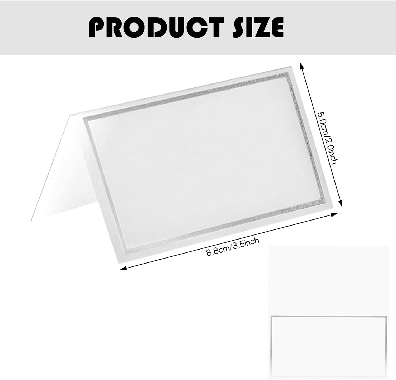 50 silver-edged table decorations reception seating place cards - rectangular plate cards for wedding dinner V1259-DP01-BO-237