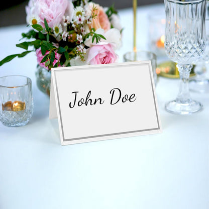 50 silver-edged table decorations reception seating place cards - rectangular plate cards for wedding dinner V1259-DP01-BO-237