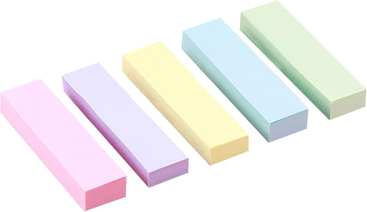 500 Pastel Sticky Notes (75x20mm) - Colourful removable sticky notes in blue, pink, green, yellow and purple V1259-DP01-BO-238