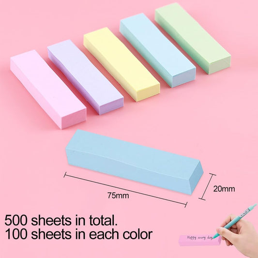 500 Pastel Sticky Notes (75x20mm) - Colourful removable sticky notes in blue, pink, green, yellow and purple V1259-DP01-BO-238