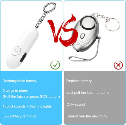 Alarm - Torch - 2-pack - 130dB - Personal alarm - Security alarm - Rechargeable - Emergency siren - with LED V1259-DP01-BO-24