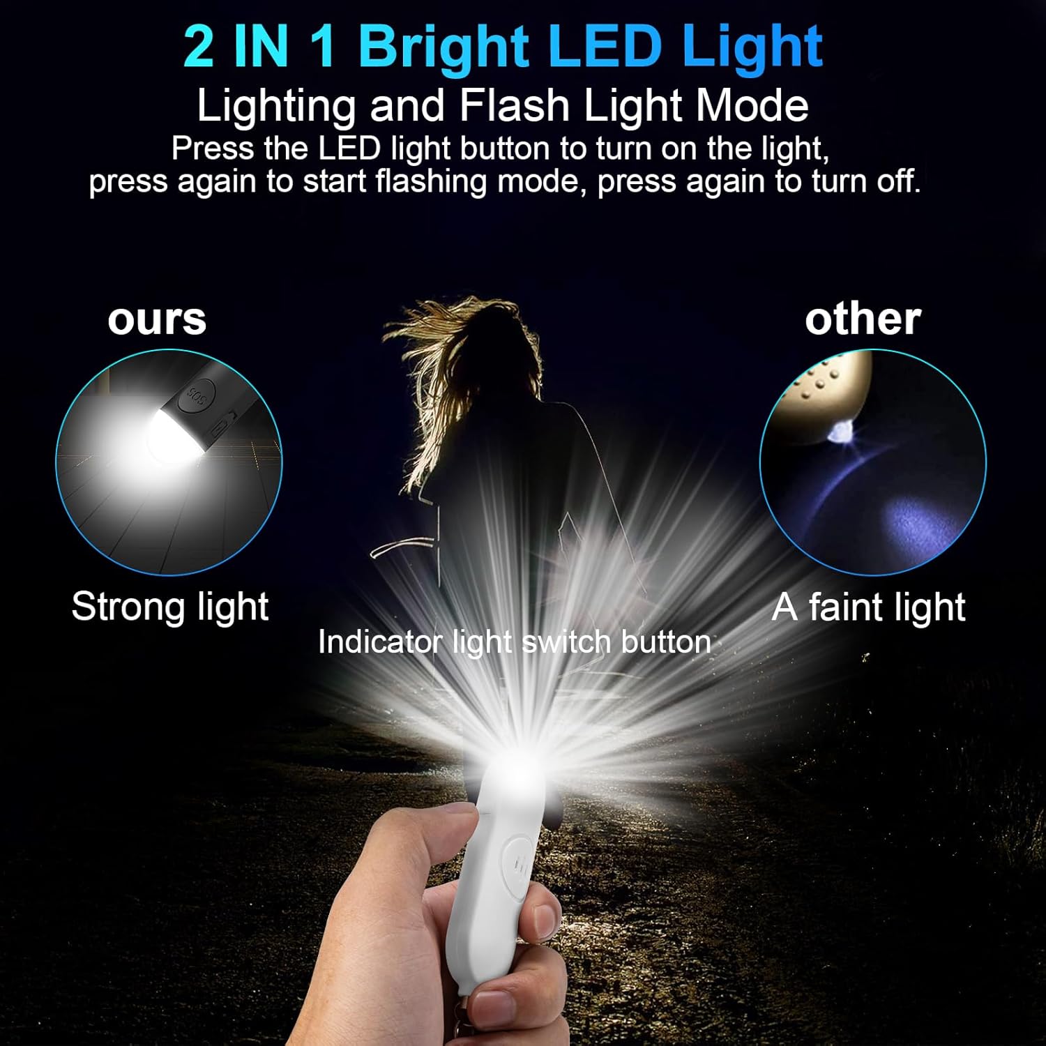 Alarm - Torch - 2-pack - 130dB - Personal alarm - Security alarm - Rechargeable - Emergency siren - with LED V1259-DP01-BO-24