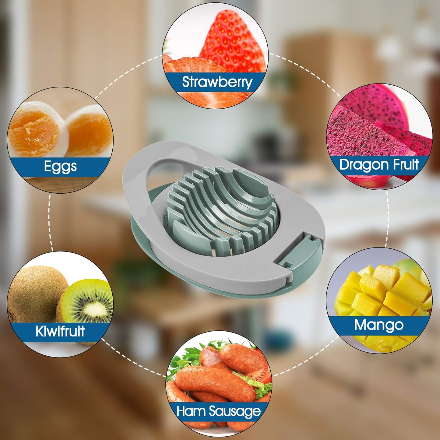 Egg slicer - Egg slicer with stainless steel wire - multi-functional egg slicer - slices boiled eggs, ham, V1259-DP01-BO-240